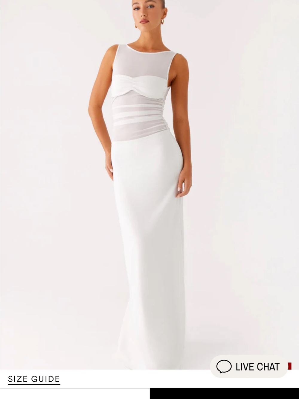 Peppermayo White Sheer Bodice Maxi Dress
